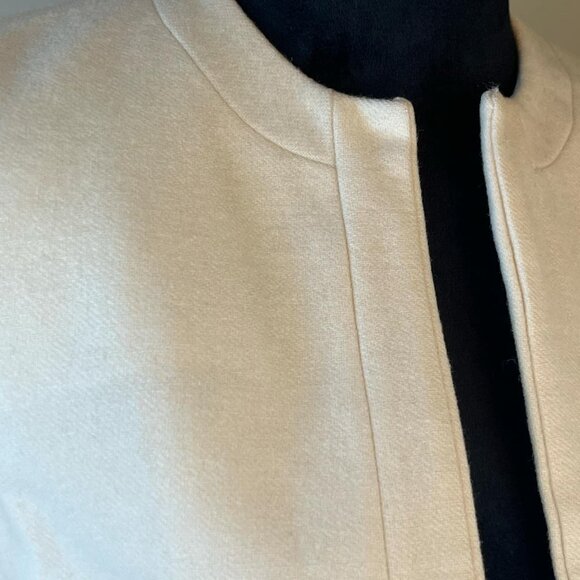 Vintage Raspini 100% Wool Bolero Women's Jacket Cream Open Face Shoulder Pads  C - Picture 9 of 10